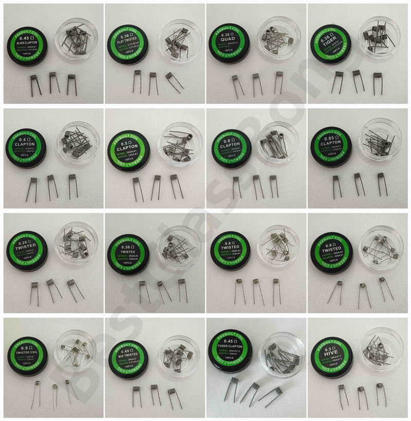 

Heating Resistance Wires Alien Clapton 16 Types Vaporizer Prebuilt Coils Premade Wraps 10pcs/box For Atomizer Tank RDA RBA RTA RDTA