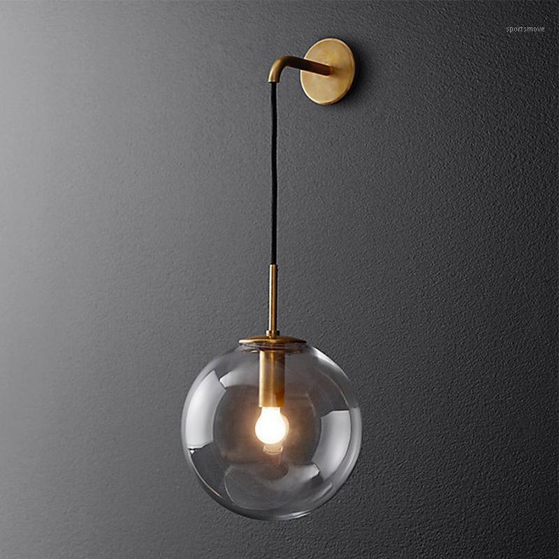 

Nordic Modern LED Wall Lamp Glass Ball Bathroom Mirror Bedside American Retro bedroom Light Sconce Wandlamp Aplique Murale1
