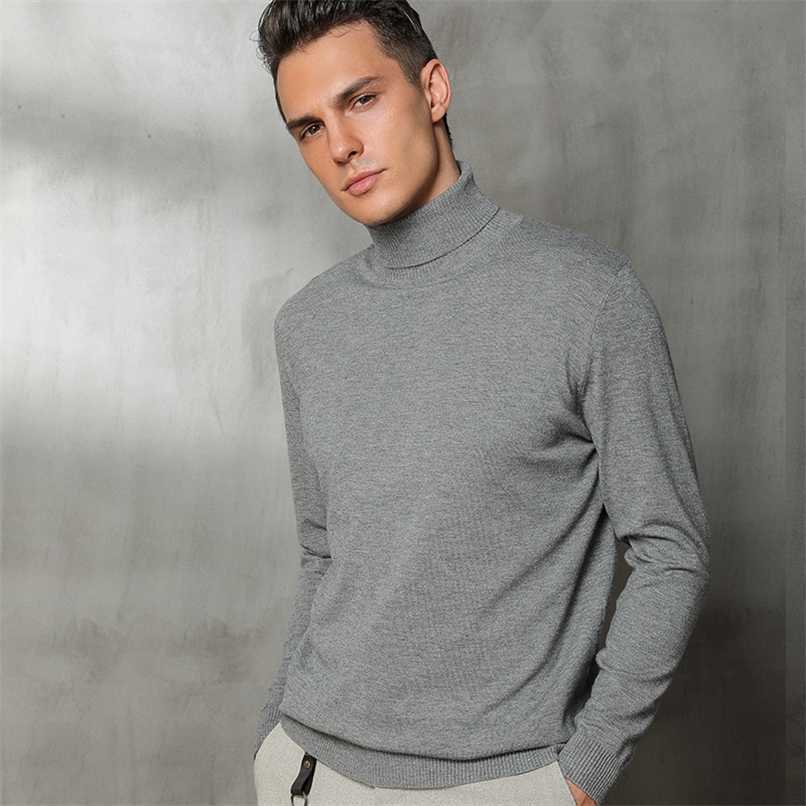 BARESKIY spring and autumn sweater pullover men's business cashmere sweater black men's casual high collar sweater brand 211221-image-747628752