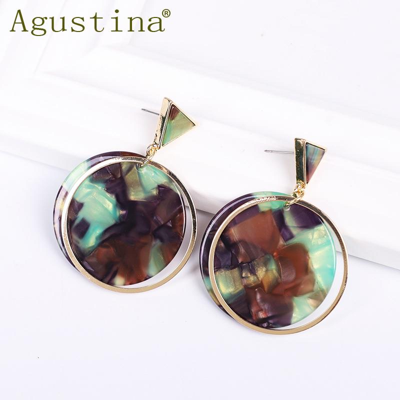 

Dangle Earrings Jewelry Colorful Round Big Drop Earrings For Women Fashion Gold Circle Geometry Statement Resin Minimal