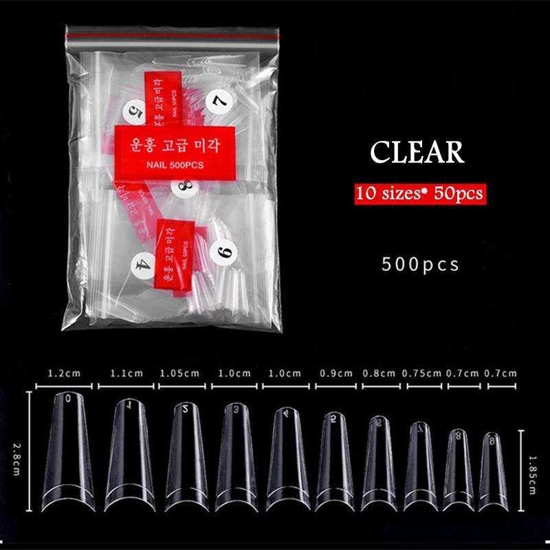 

Clear Acrylic Nail Tips 500pcs Artificial Ballerina Coffin Shaped Fake Nails Half Cover False Nail for Salon DIY Art, Clear 500pcs