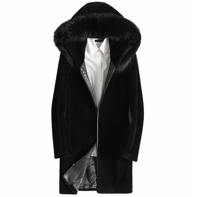 

Fur Collar Men's Trench Coat Long Jacket