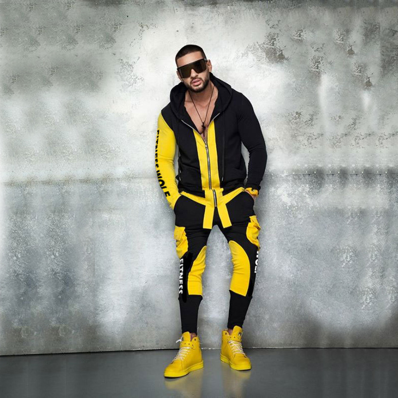

2021 New Suit Euro-american Fashion Sports Leisure Men's Wear Colour Fitness Clothing Pure Cotton Hoodies 90hh, White