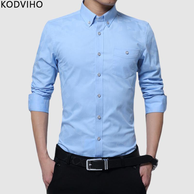 

Men Spring Autumn White Shirt Mens Casual Slim Fit Shirts Men Business Formal Long Sleeve Camisas Male New Brand Clothing 5XL, Dark blue