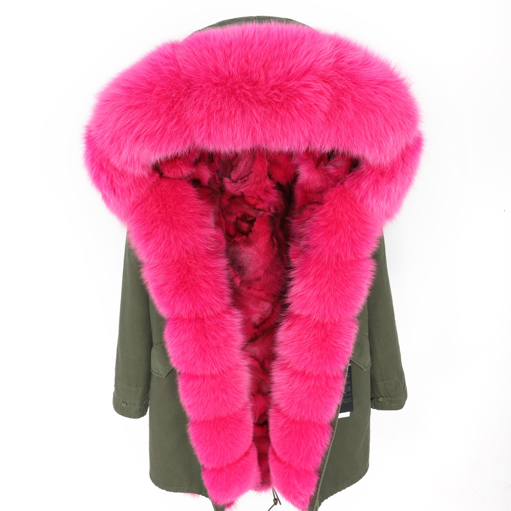 

2021 New Real Fox Skin Lining Fur Collar Women's Winter Long Park Coat 4XTI, 22