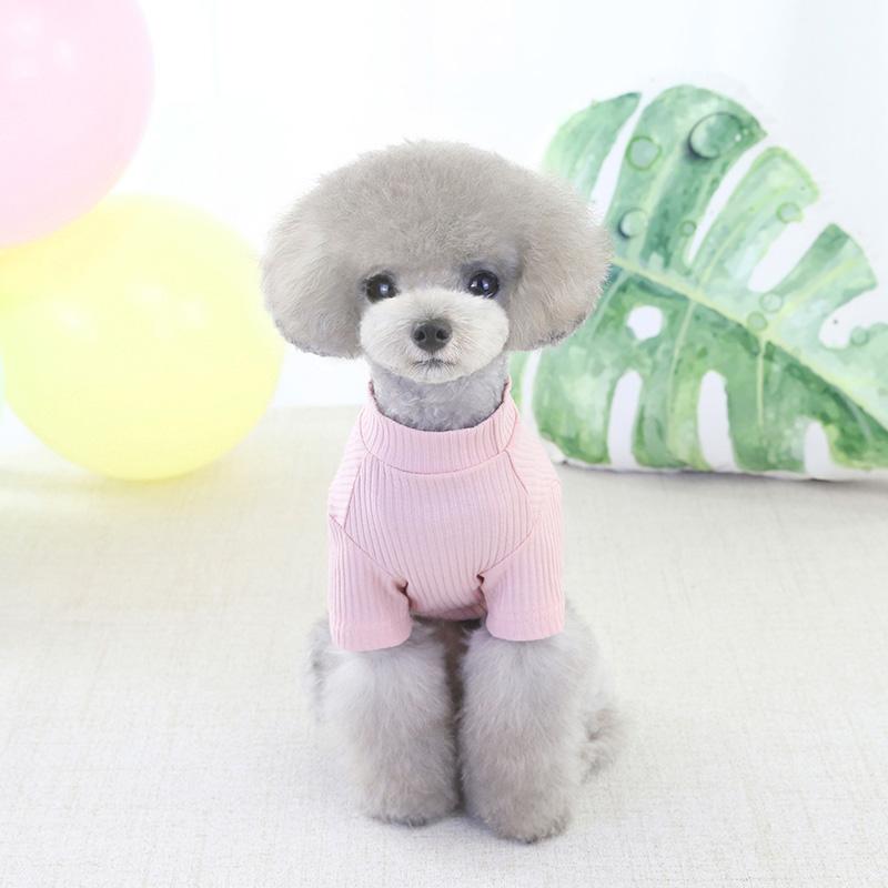 

Pet Super Soft Thickening Solid-colored Bottom Shirt Small Medium Dogs Autumn Winter Candy Color Cute Warm T-shirts, Pink