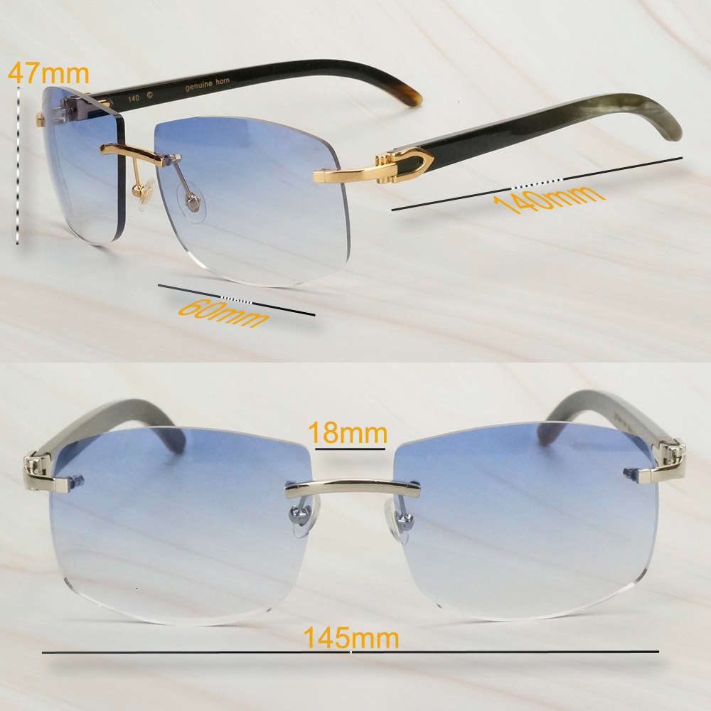 

21s Rough Luxury Impression Buffalo horn Women fashion Sunglasses For men Trendy Style Gafas The s, White;black
