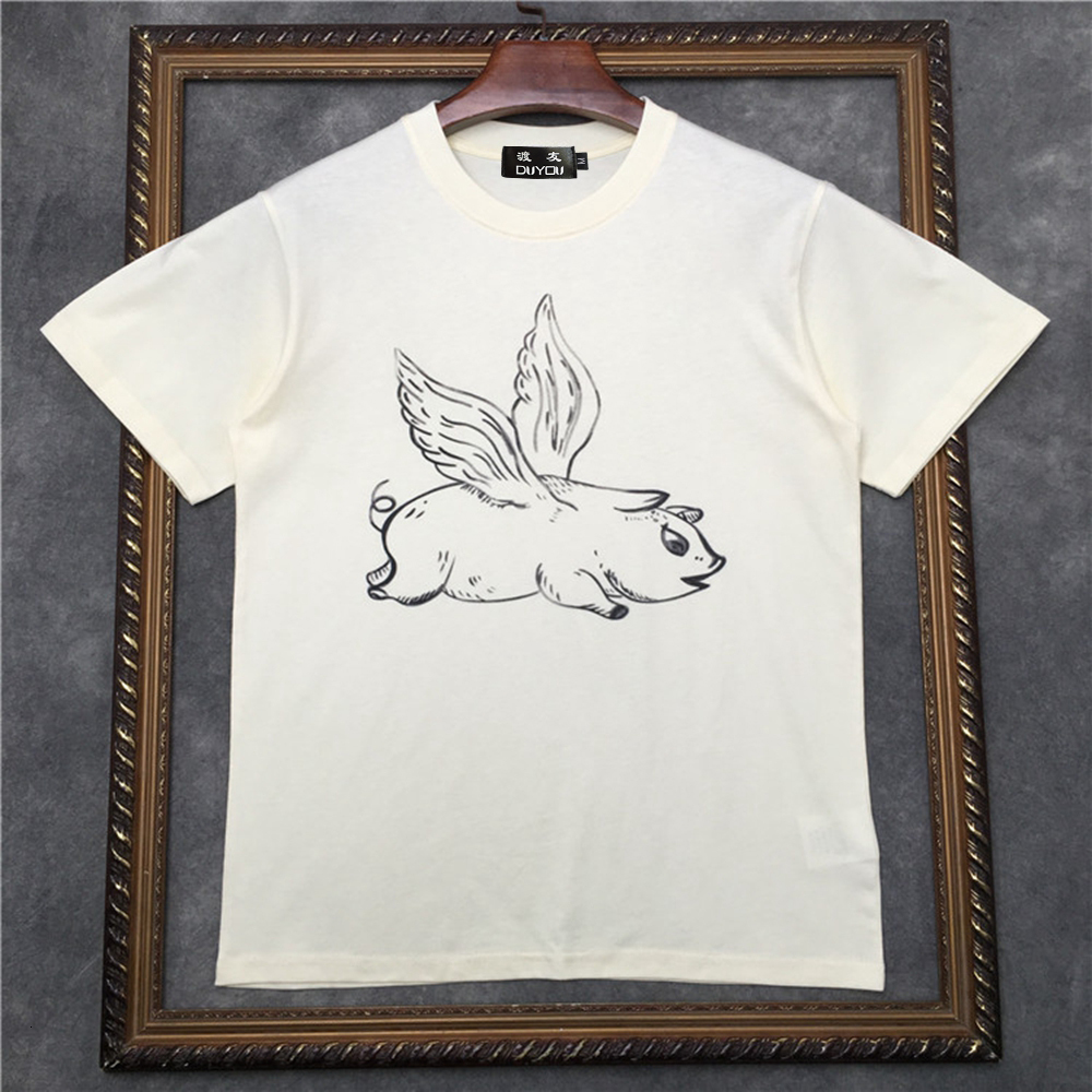 

2021 New Barrett Men's Short-sleeved T-shirt Cute Flying Pig Pattern Tees Women t Shirts|streetwear 2191001647 Edyn, Beige