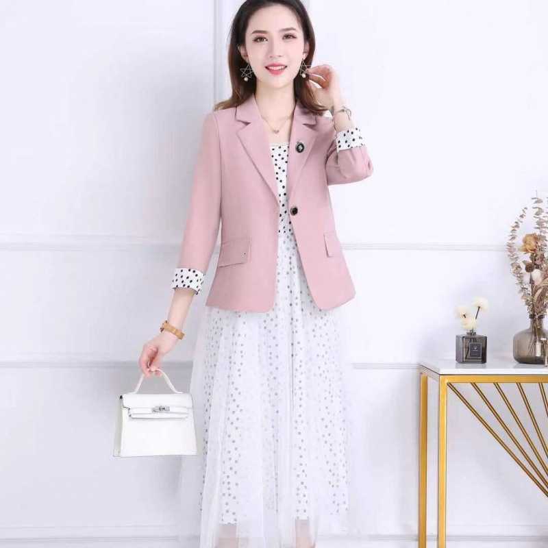 2021 Spring and Summer Small Suit Drs Temperament Godds Model Slim Wave Point Suspender Skirt Two Piece Set Fashion-image-702222751