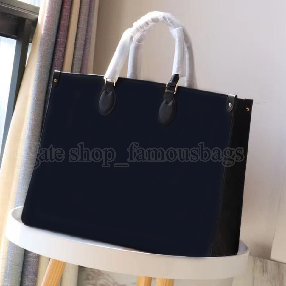 

Handbag designer handbags womens men satchels plain black logos embossed genuine real leather large shopping bag fashion hand tote bags, Black mm