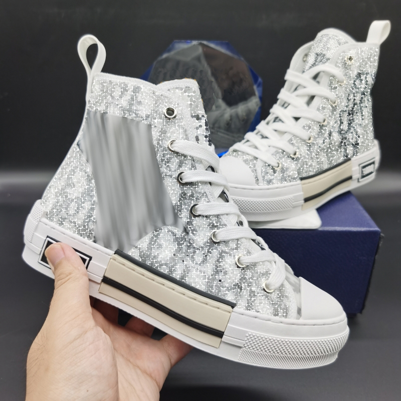 

Oblique High Low Top Quality Classic Canvas Boots Man Shoes Women Fashion Leather Lace Up Design Sneakers Size 44, Black