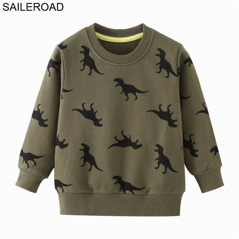 

SAILEROAD Dinosaur Print Children T Shirts 7 Years Kids Sweatshirts for Baby Boys Clothes School Garment Fashion 211111, 9012 1 same picture