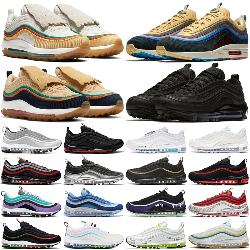 

sean wotherspoon 97 running shoes men women des chaussure triple black white silver bullet jesus worldwide gold 97s mens womens outdoor sports trainers sneakers, 36-45 sean wotherspoon