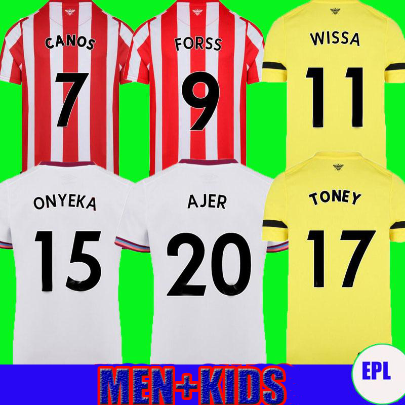 

21 22 Brentford soccer jerseys home away WISSA MBEUMO TONEY ONYEKA Dasilva Fosu AJER Forss CANOS camisetas 2021 2022 maillot de foot adult men kit football shirts top