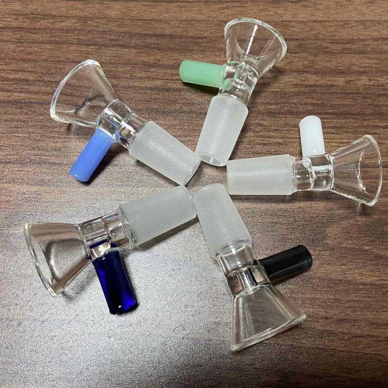 

14MM Martini bowl with colorful handle Bowls smoking Thick Round Male joint Clear Color For Oil Rig Water Bong