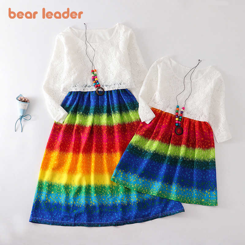 

Bear Leader Mommy And Daughter Matching Outfits Spring Colorful Striped Casual Dresses Family Matching Outfits Elegant Clothes 210708, Ah8534green