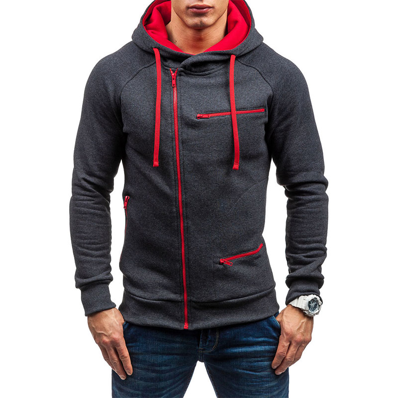 

Wholesale Designer Mens sweatshirt autumn fashion Casual Solid Hoodies Men coat Slim streetwear Hip hop Harajuku zipper sweatsh, Wine red