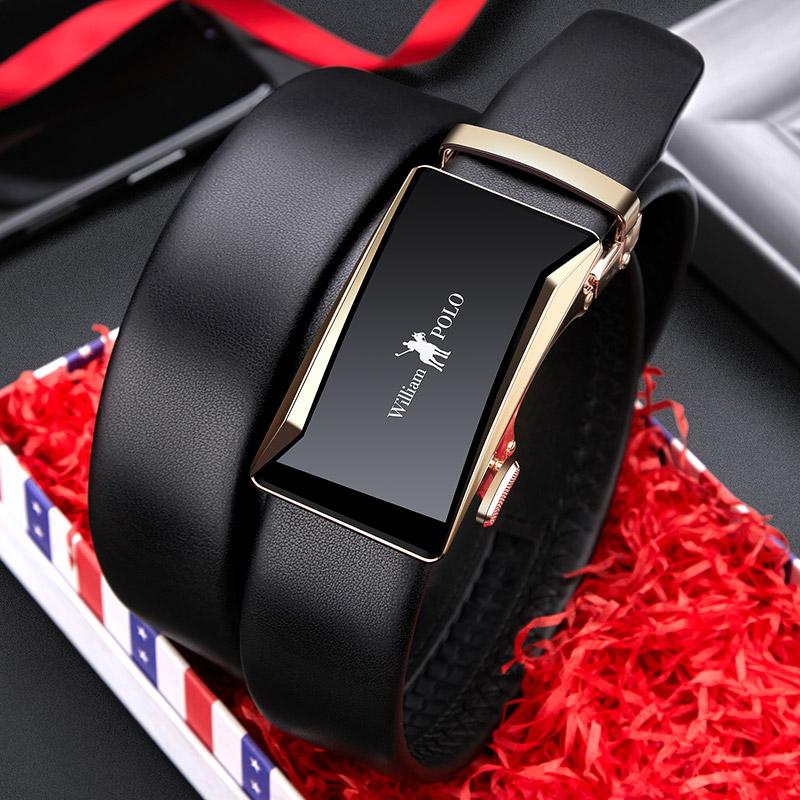 

Belts Men Belt Genuine Leather Adjustable Automatic Buckle Business Casual Designer Cowskin Waistband Male High Quality, Black;brown