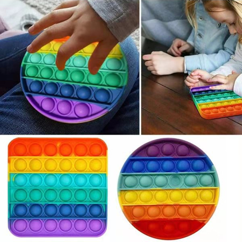 9Pcs/Lot Ranbow Color Anti-Stress Toys Silicone Desktop Toys Adults Kids Funny Autism Need Desk Toy-image-664664774