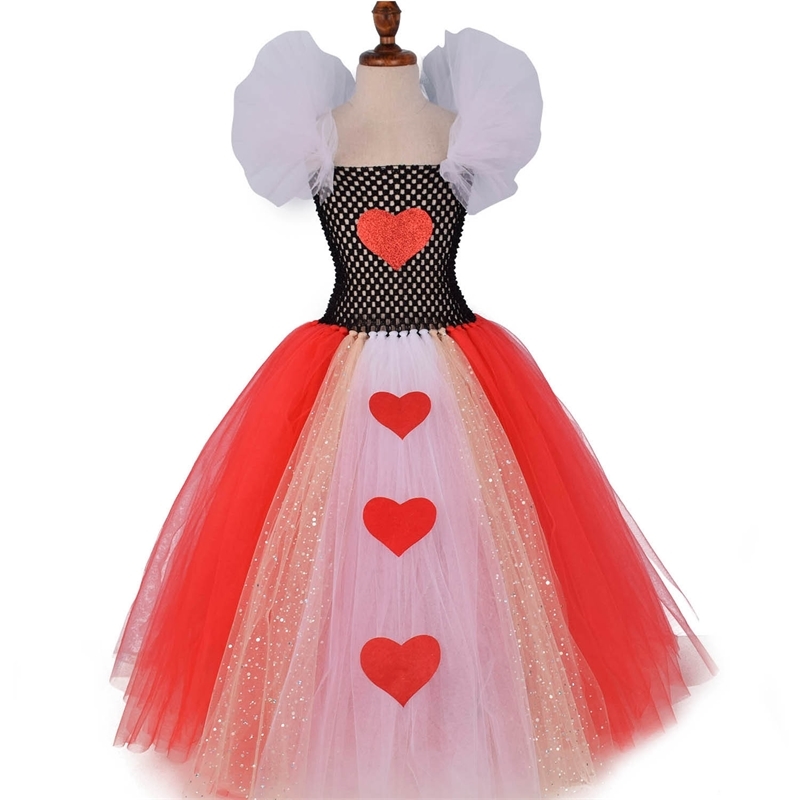 

The queen of hearts Tutu children's Dress Halloween party girl's gauze dress Princess, Red
