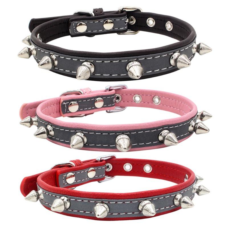 

Spiked Studded Small Large Cat Collar Rivet Accessory Hond Neck Strap For Kitten Necklace Leather PU Pitbull BullCat Pet