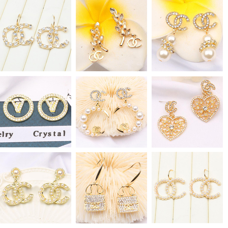

Designer Fashion Jewelry Earrings Ear Stud Earring 925 Silver White Crystal Pearl Party Women Wedding Lovers Gift Engagement Jewellery State, Golden;silver