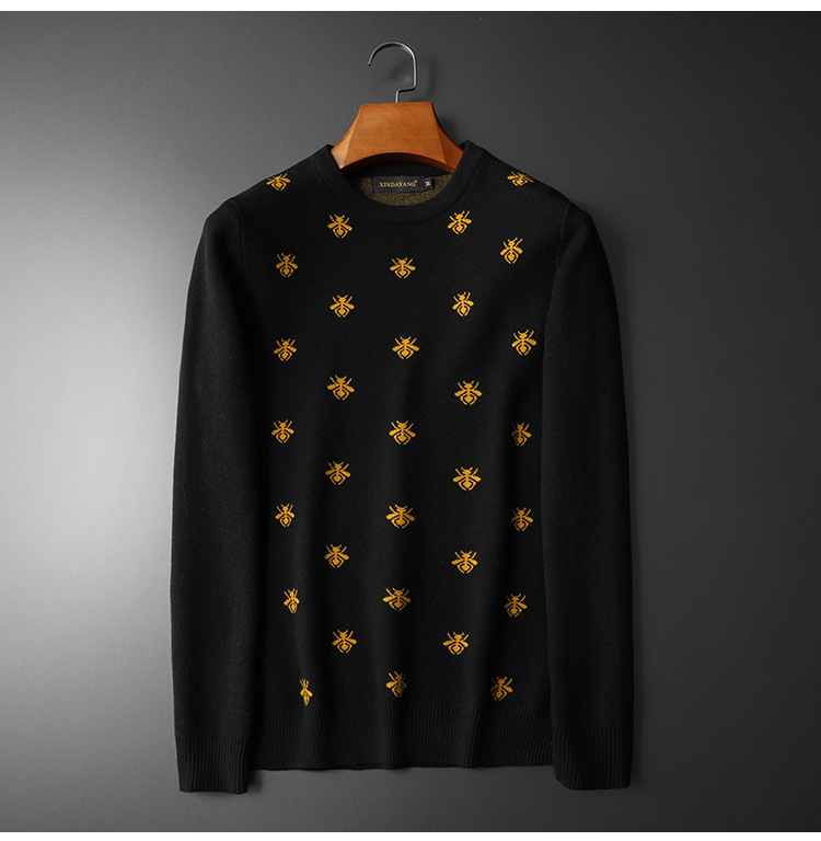 

Men's Hoodies & Sweatshirts Novo homens de luxo inverno cavalheiro bordado abelhas malha casual camisolas pulôver asiático plug tamanho alta qualidade drake # e109 FRI3, 1# shoe box