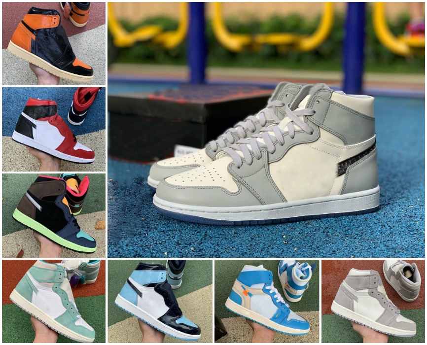 

2021 NEW Jumpman High 1 OG GS X Men Basketball Shoes Obsidian ASG UNC Bio Hack Chunky Dunky Milan 1s Chicago Women White Grey Sports Shoes, A-j1048