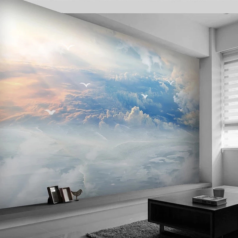 

Custom 3D Murals Wallpaper Modern Blue Sky And White Clouds Seagull Photo Living Room Sofa Bedroom Background Wall