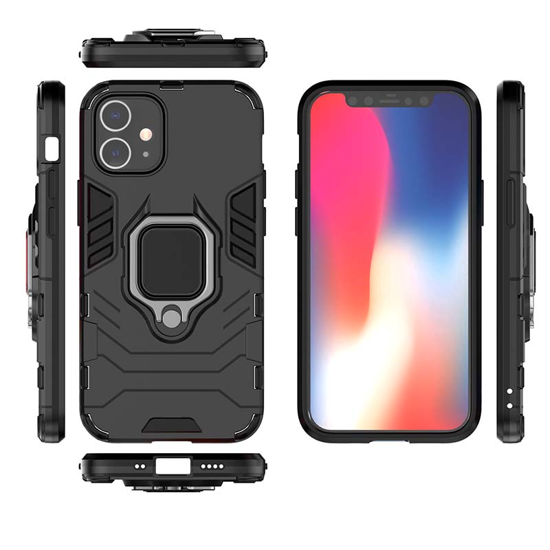 

Shockproof Phone Case For iPhone 12 mini 12 11 Pro MAX XS XR XS MAX 7 8 Plus With Ring Holder Back Cover, Navy blue