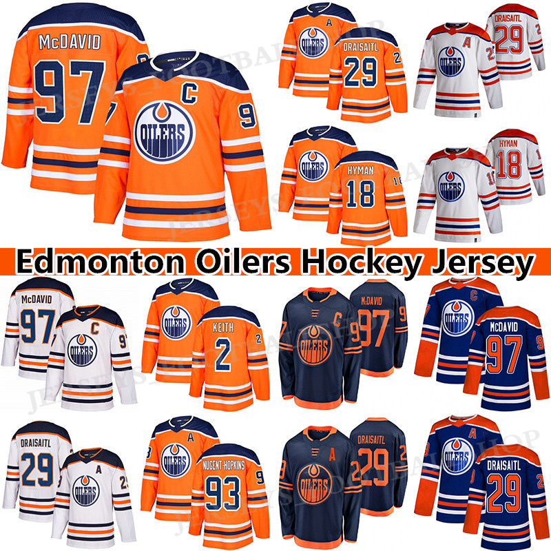 

Edmonton Oilers Jersey 97 Connor McDavid 29 Leon Draisaitl 18 Zach Hyman 93 Ryan Nugent-Hopkins 99 Wayne Gretzky hockey jerseys, Orange