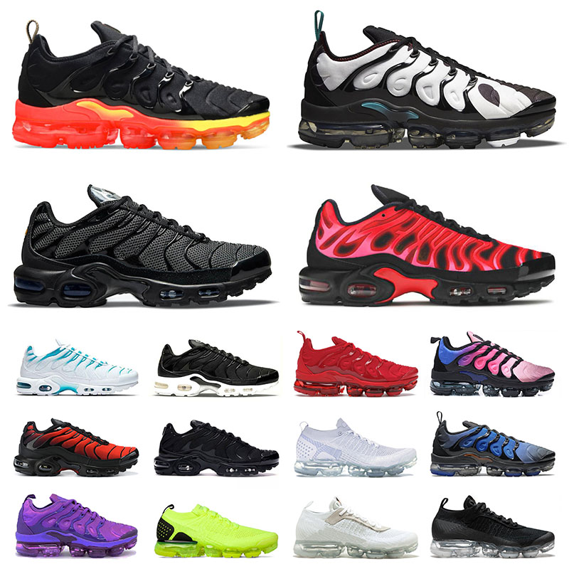 Tn Plus Mens Wwomens Running Shoes Tns Requin Big Size Us 13 Designer Reflective Black Grey White Fly Knit Triple Red Black Sports Sneakers Train