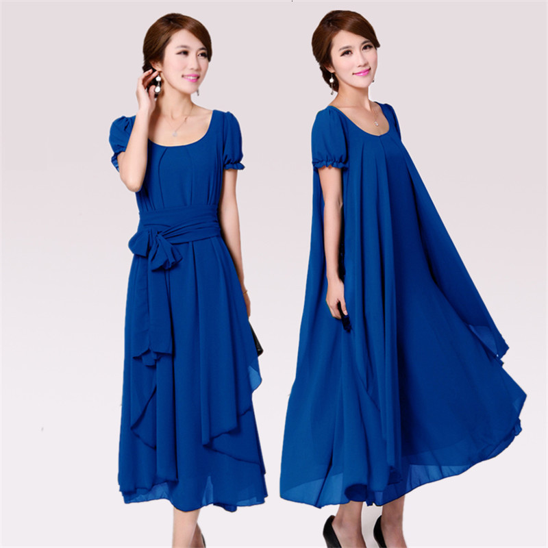 

2021 New Blue Long Robe Femme Womens Es Summer Maxi Chiffon Vestido Plus Size Women Clothing 5xl Fyy646 Nroo