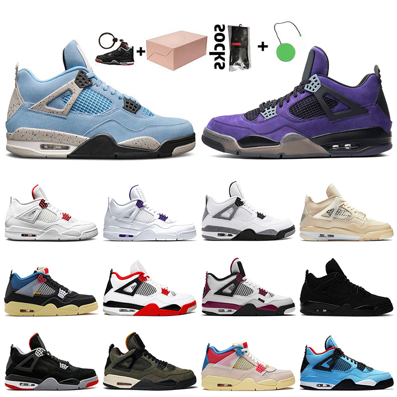 

Shoes Women Mens Jumpman 4 4s Basketball Travis Scotts Purple University Blue White OFF Sail Fire Red Starfish Retro Trainers, Item49 offfwhite bred 36-47