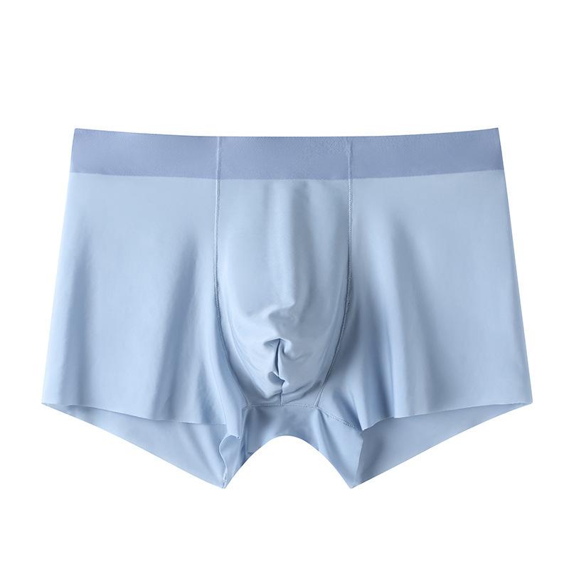 

Underpants Men Panties Graphene Antibacterial Crotch Man Underwear Solid Color Ice Silk Seamless Boxer Shorts For Male Underpatns Cueca, A light blue