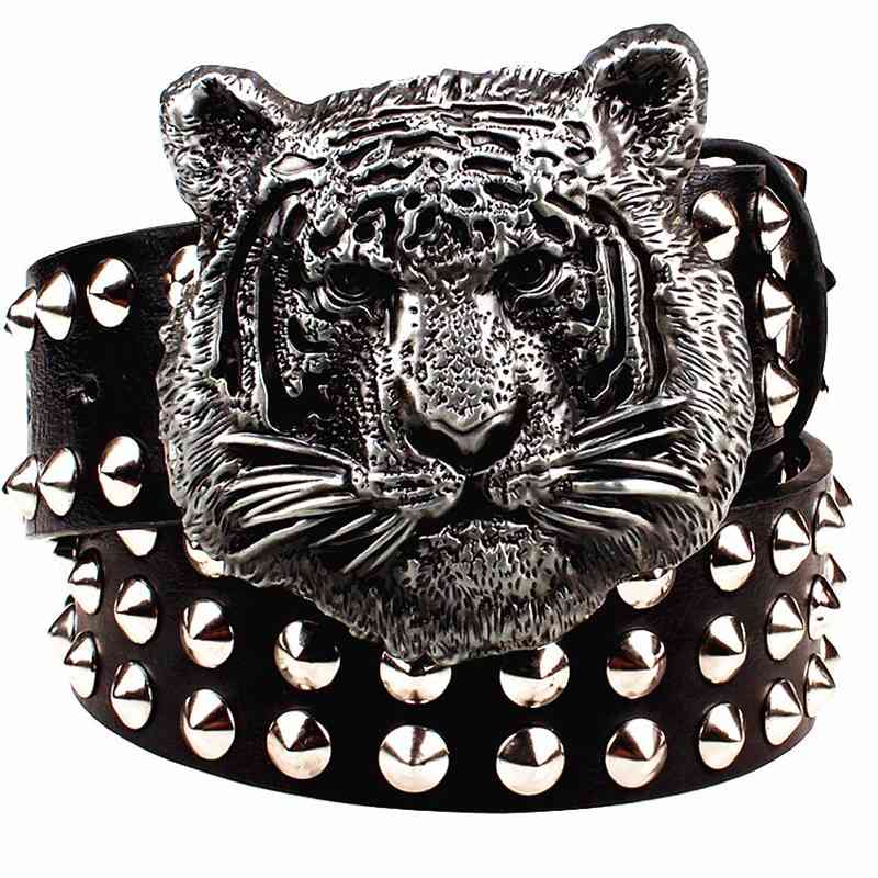 

Designer belts 2023 Fashion Metal buckle men's s cartoon animal head heavy metal style punk rock big rivet belt