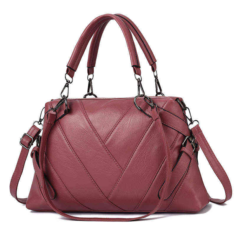 

HBP Non- Measuring fashion portable bag soft leather color contrast large capacity versatile women's Single Shoulder Fa, Red