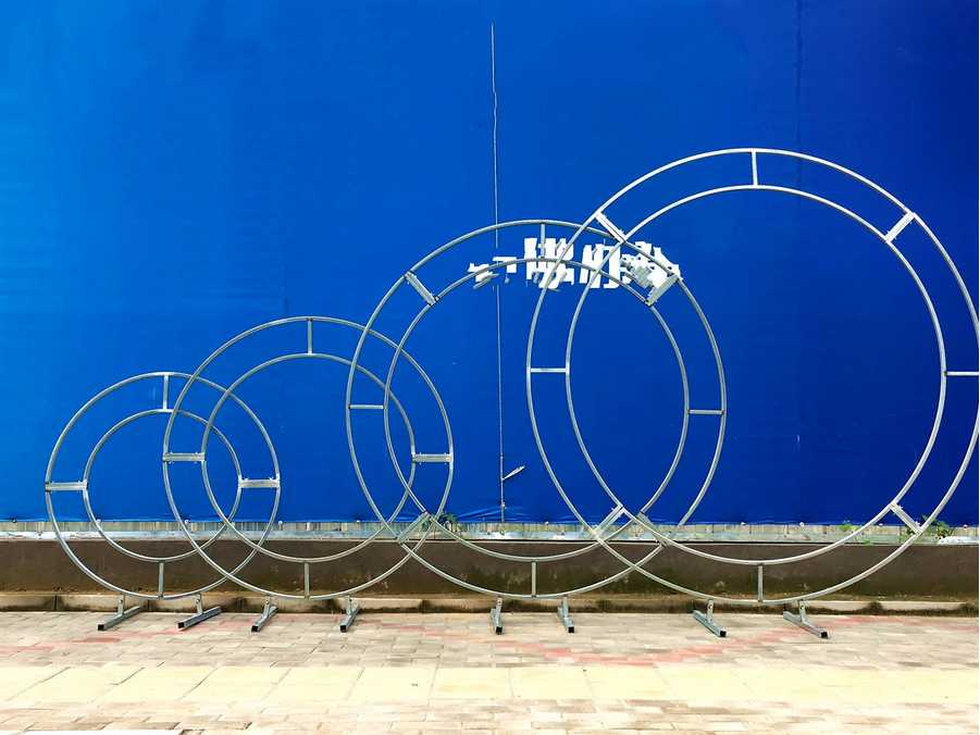 

Party Decoration Large Iron Ring Arch Four Piece Flower Door Outdoor Lawn Wedding Props Climbing Rattan Shelf