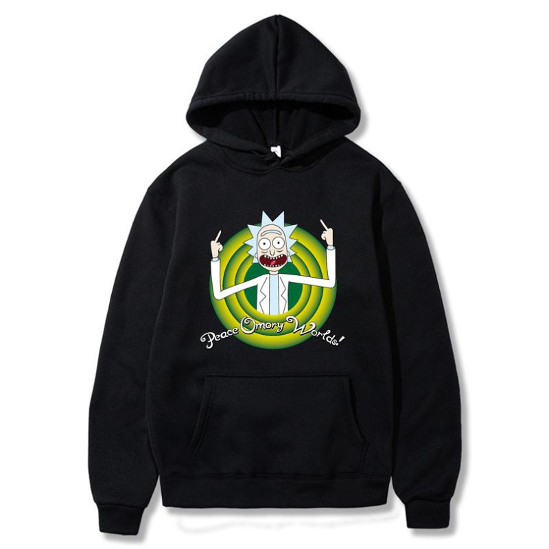 

Men's Hoodies & Sweatshirts 2022 Autumn Winter Fashion Hip Hop Funny Anime Cartoon Printed Casual Men Women Plus Fleece Clothing, Black