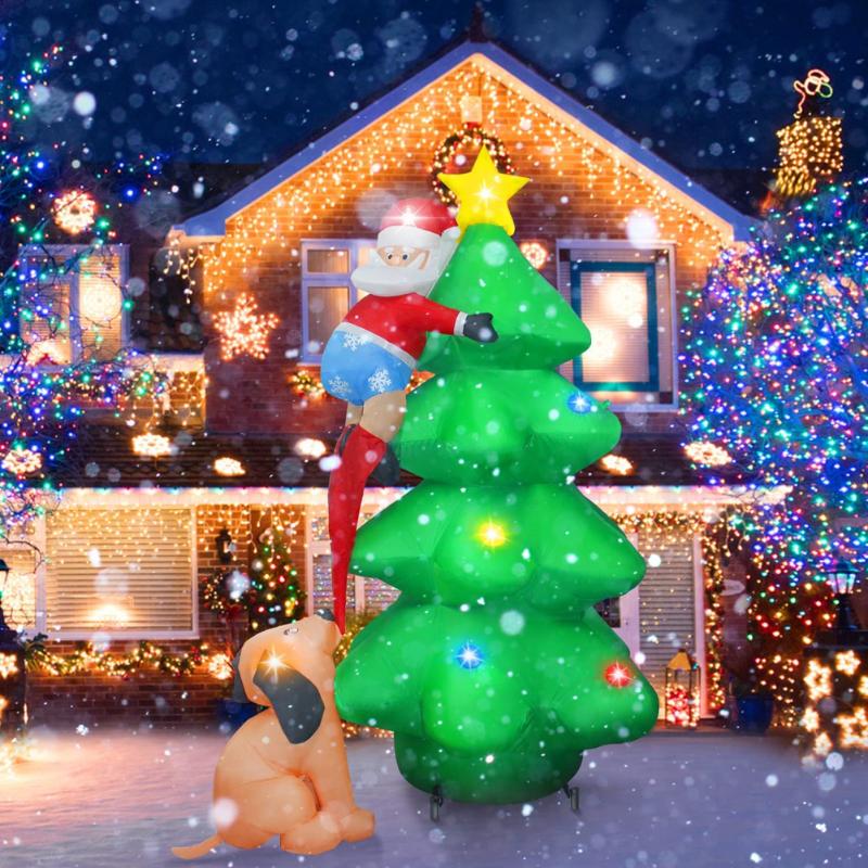 

Christmas Decorations Gas Model 1.8 M Light Inflatable Dog Bite Tree Old Man Climbing Outdoor Party