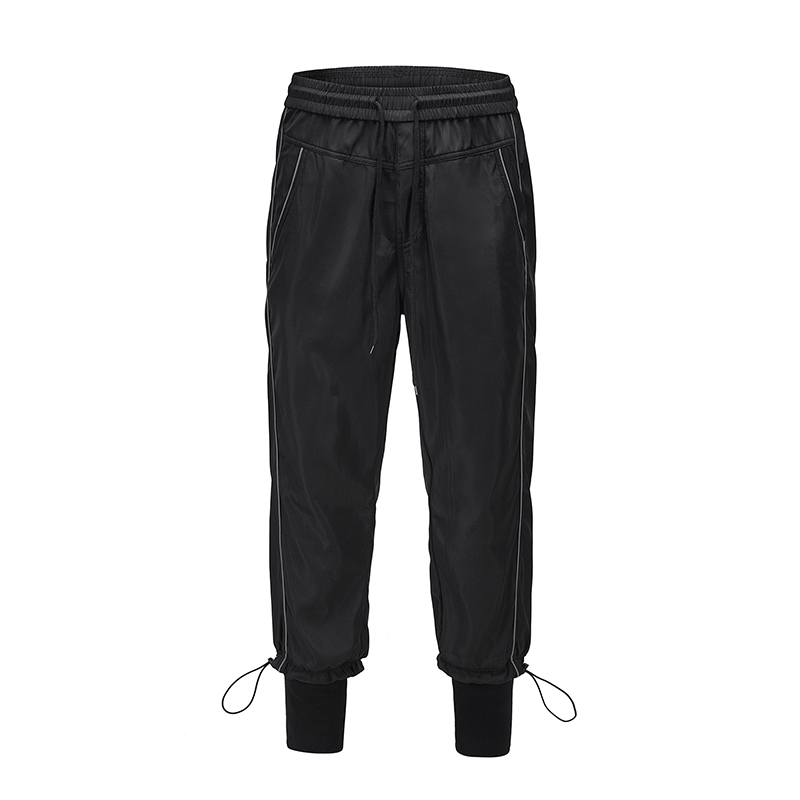 

2021 New Harajuku Cintura Elstica Luminoso Bluso Casuais Dos Homens De Alta Rua Reflexivo Calas Pista Slida Folgado Solto Ze2h, Black