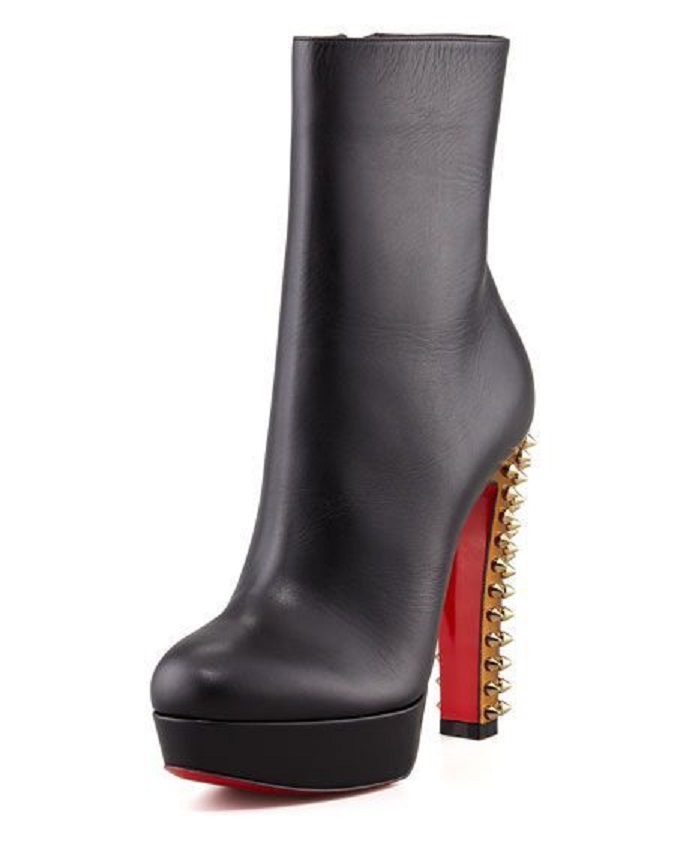 

Famous Women Red Bottom Spikes Leather Ankle Boots ,high Heels Lady Boot Booties pointed toes Knight Size34-43 Dress Wedding