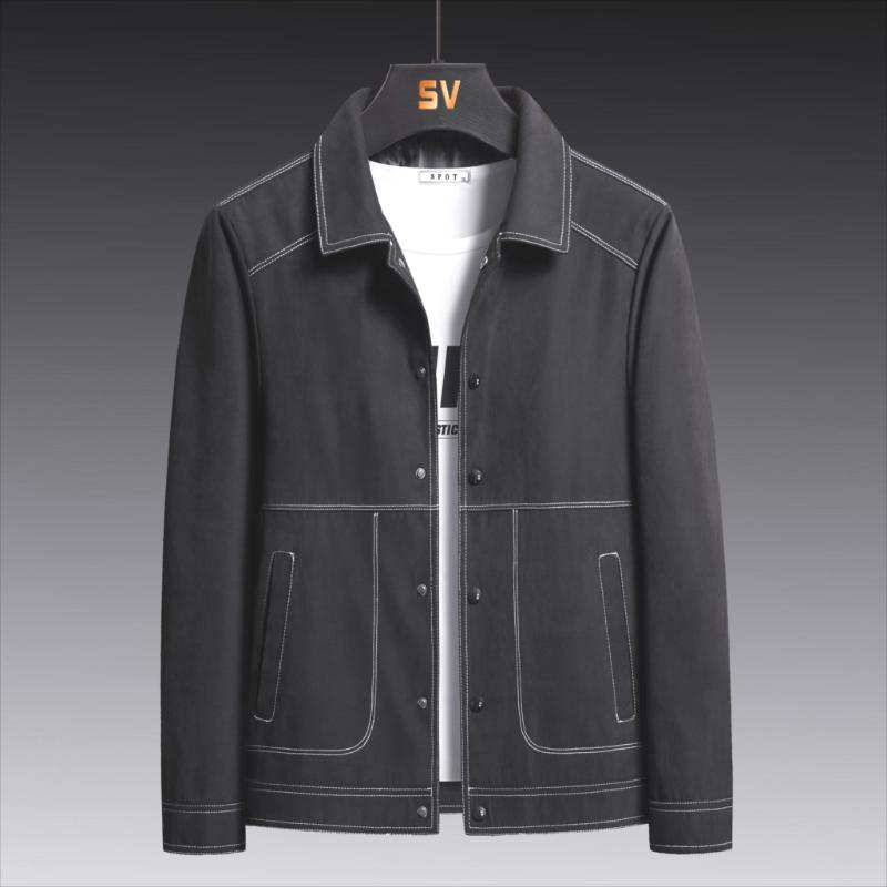 

Men's Jackets Men Jacket Spring Autumn Fashion Snap Button Casual Loose Turn Downn Collar Long Sleeve Solid Color Frock Coats, Black;brown