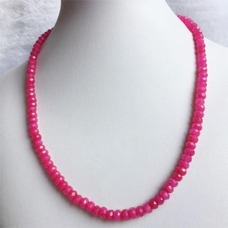 

Chains 4*6MM Faceted Rose Red Ruby Necklace Cut Vintage Natural Stone Jewelry Noble Elegant Exquisite Beaded Chain Choker Collier