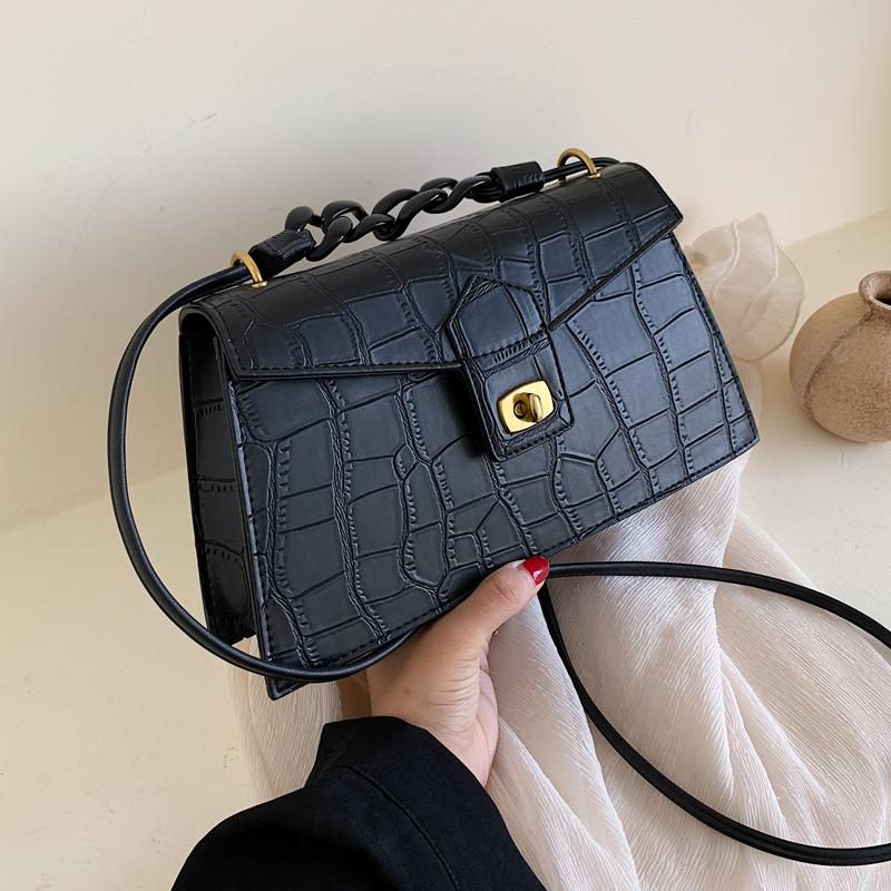 

Crocodile pattern Flap Crossbody bag 2021 New High quality PU Leather Women's Designer Handbag Vintage Shoulder Messenger Bag, Brown