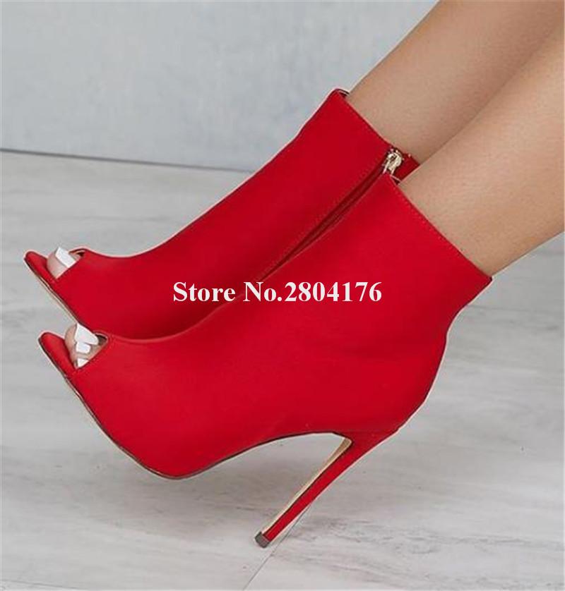 peep toe red boots