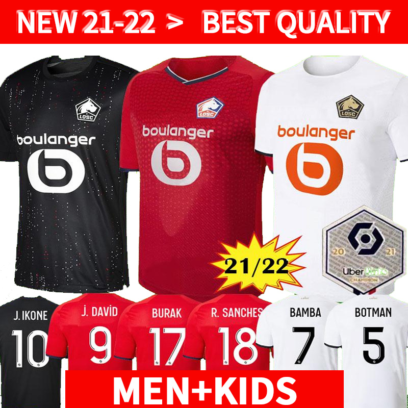 

LOSC Lille 2021 2022 soccer jerseys BURAK DAVID FONTE BAMBA YAZICI football shirt 21 22 Lille Olympique JIKONE 10 maillot Adult Kids Kit, 2122 away