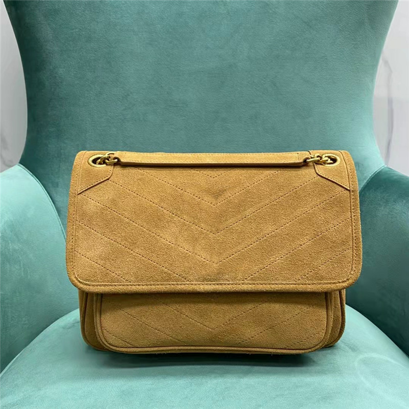 

Top 1 Quality Brown Suede NiKi Niwa Shoulder Bags Soft and Durable Leather Flip Cover Flap D Buckle Double Gold Chains Stitching Handbags Wallet Purse Famous Designer, Other colors