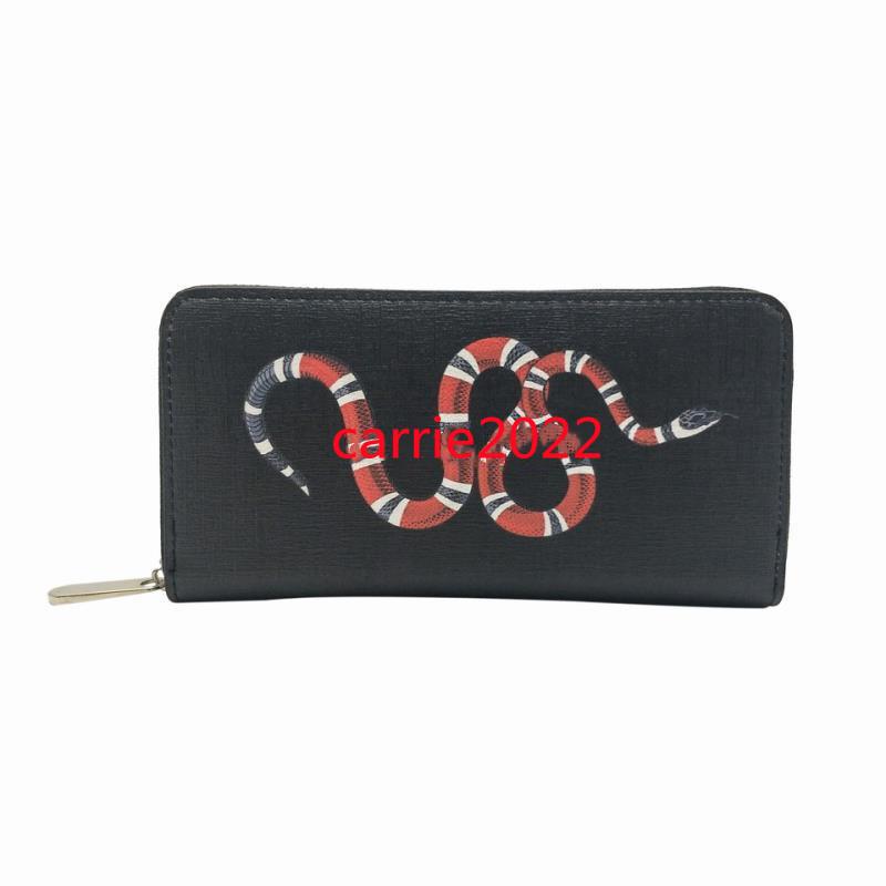 

Good quality men animal Short Wallet Leather black snake Tiger bee Wallets Women Long Style Purse card Holders with gift box, Short black tiger