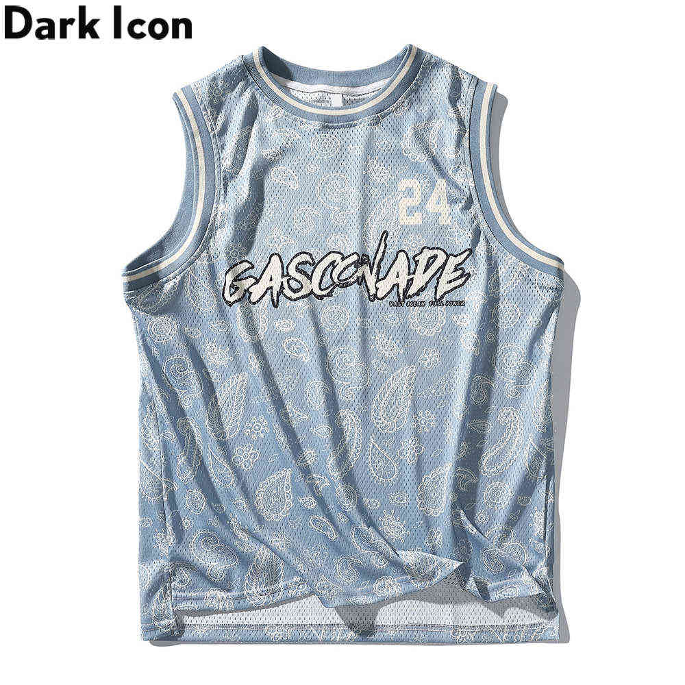 

Bandana Jersey Material Men's Tank Top Summer Sport Style Mesh Tank Top Blue 210603